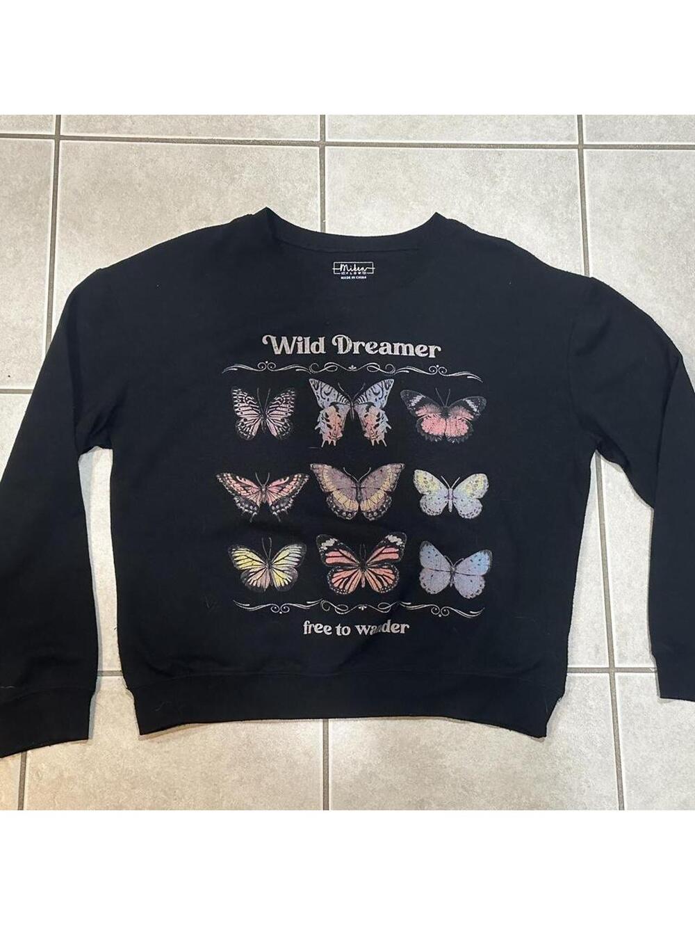 Emken Flow black butterfly sweatshirt Size M #butterfly #sweatshirt